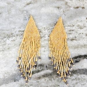 Boho Beaded Fringe Waterfall Tassel Earrings